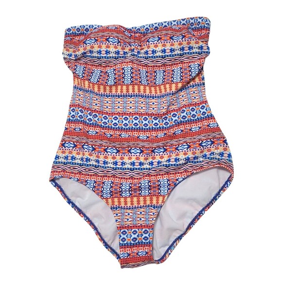 Jantzen Swim Suit Women's 12 Multicolor One Piece Geometric Removable Strap NWT - Picture 1 of 11